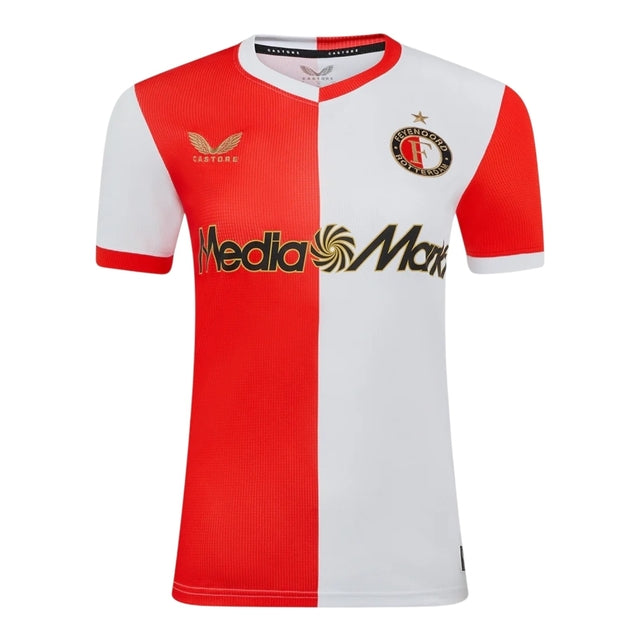 Camisa Feyenoord I 25/26 - Torcedor Castore Feminina - Branca e vermelha
