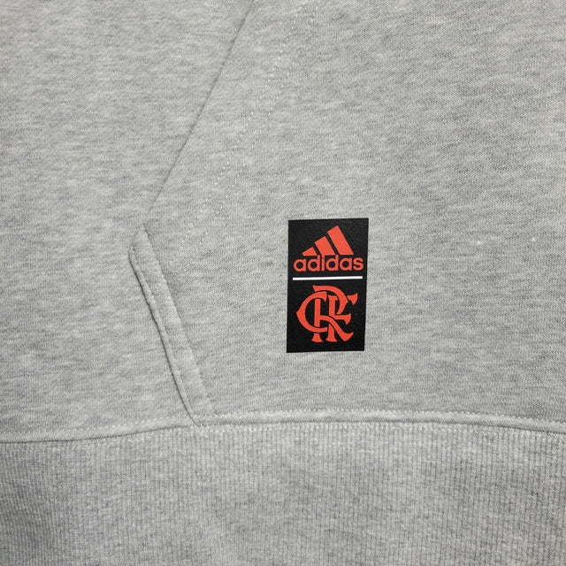 Jaqueta Corta-Vento Flamengo 23/24 Masculina Adidas - Cinza com detalhes em vermelho