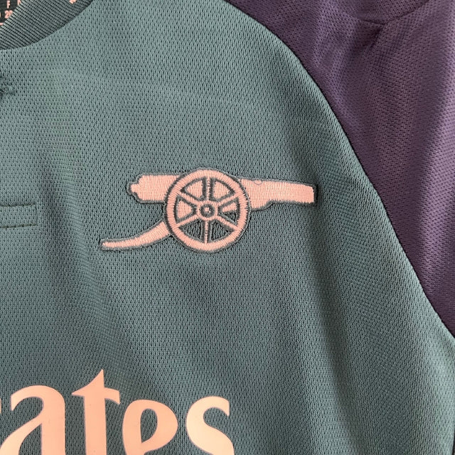 Kit Infantil Arsenal III 23/24 Adidas - Verde com detalhes em azul e branco
