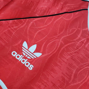 Camisa Retrô Manchester United I 1992 - Adidas Masculina - Vermelha com detalhes em branco