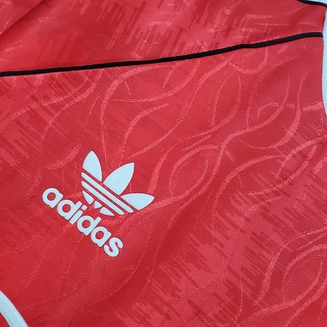 Camisa Retrô Manchester United I 1992 - Adidas Masculina - Vermelha com detalhes em branco