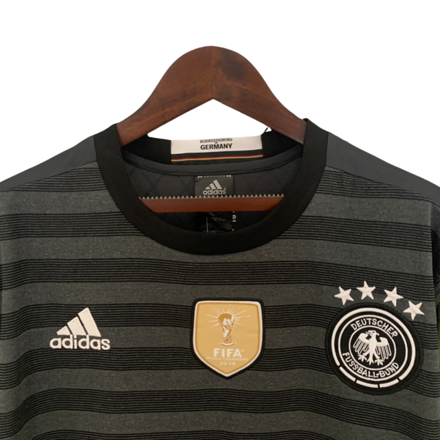 Camisa Retrô Seleção da Alemanha II 2016 - Adidas Masculina - Preta com detalhes em verde
