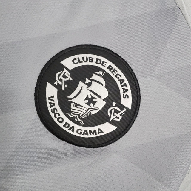 Camisa Vasco da Gama III 21/22 Kappa Torcedor Masculino - Cinza com faixas em preto e branco