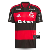 Camisa Flamengo I 26/27 - Torcedor Adidas Masculina - Preta e vermelha com Patrocínios