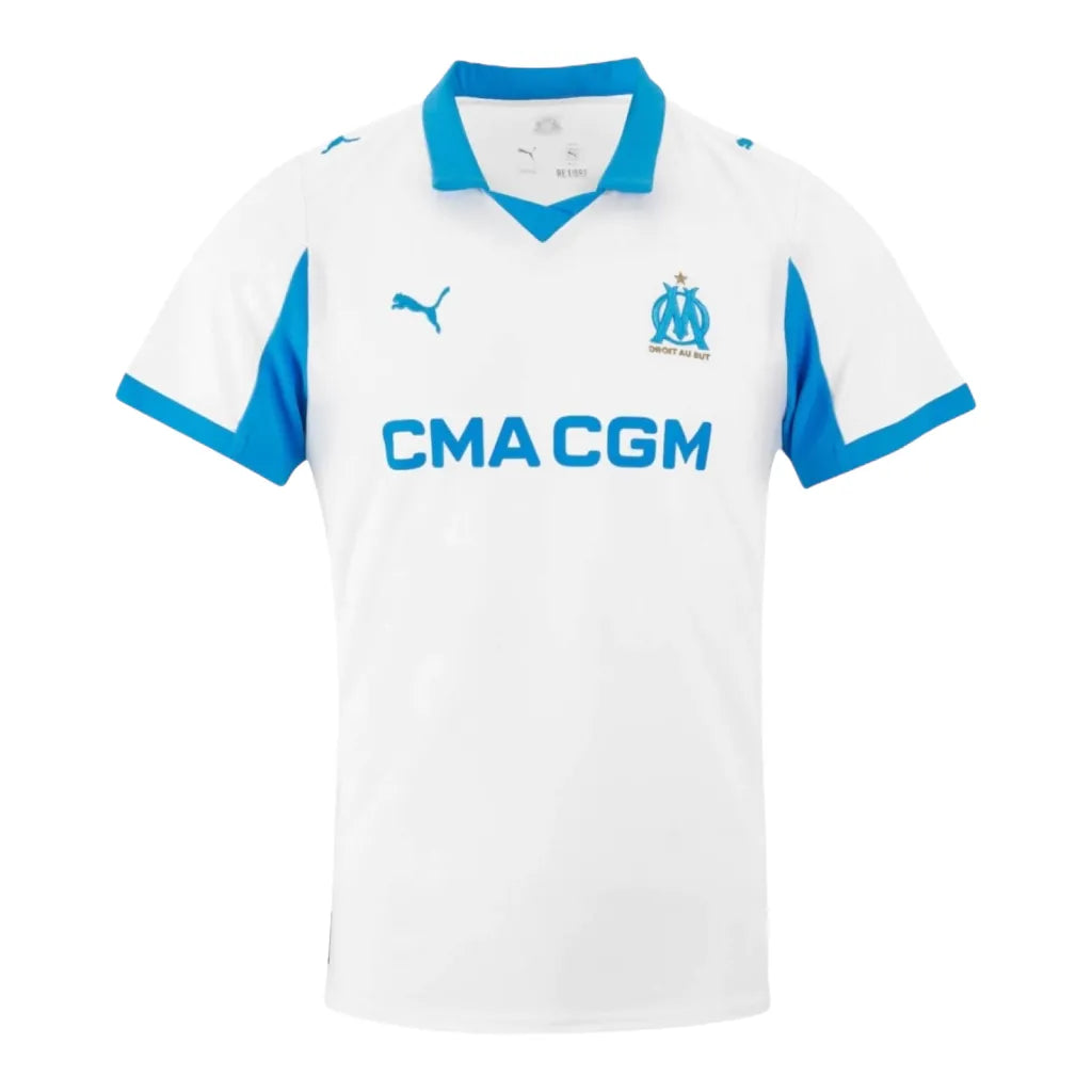 Camisa Olympique Marseille I 25/26 - Torcedor Puma Feminina - Branca e azul