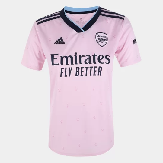 Camisa Arsenal III 22/23 - Torcedor Adidas Feminina - Rosa com detalhes em preto