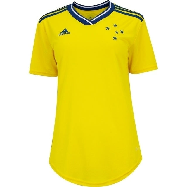 Camisa Cruzeiro III 22/23 - Torcedor Adidas Feminina - Amarela com detalhes em verde