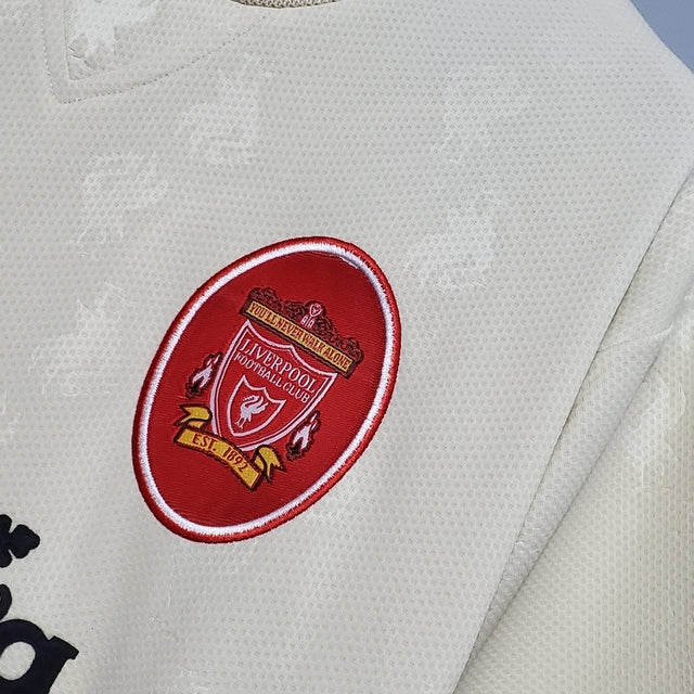 Camisa Retrô Liverpool II 1996/1997 - Torcedor Reebok Masculina - Bege com detalhes em vermelho