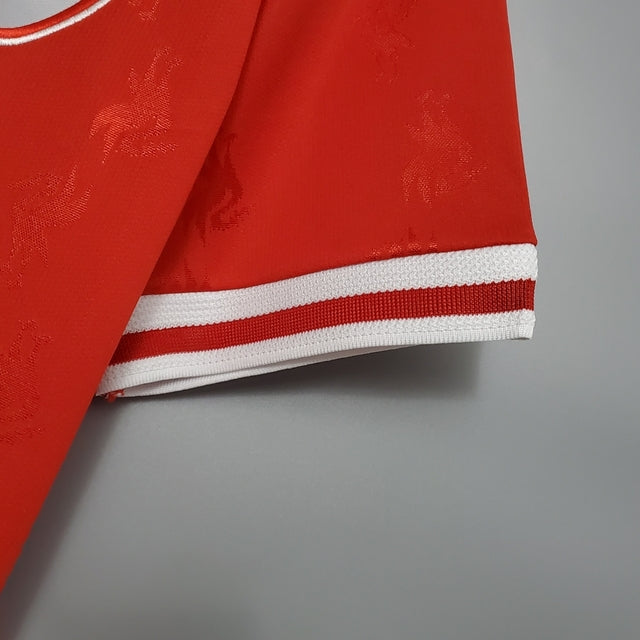 Camisa Retrô Liverpool I 1996/1997 - Torcedor Reebok Masculina - Vermelha com detalhes em branco