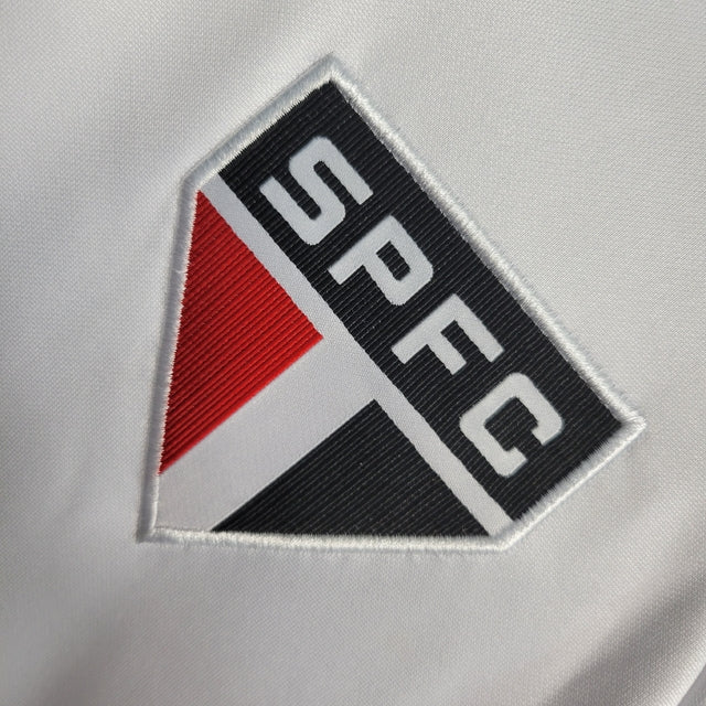 Jaqueta Corta-Vento São Paulo 23/24 Masculina Adidas - Branca com detalhes em preto e vermelho