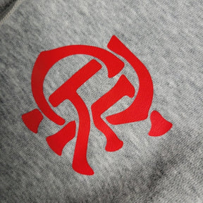 Jaqueta Corta-Vento Flamengo 23/24 Masculina Adidas - Cinza com detalhes em preto e vermelho