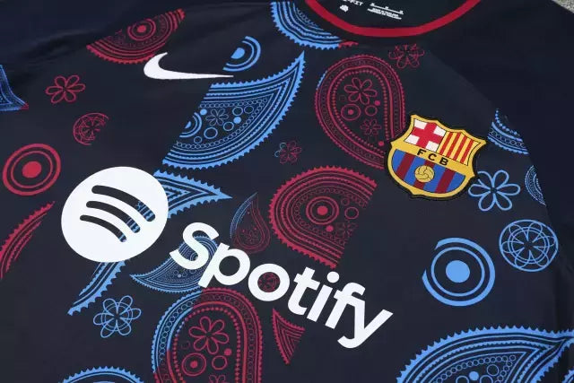 Kit Treino adulto - Camisa e Shorts - Barcelona Nike 24/25 - Azul com detalhes em branco e vermelho