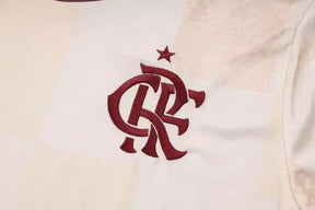 Kit Treino adulto - Camisa e Shorts - Flamengo Adidas 24/25 - Bege e preto com detalhes em vinho