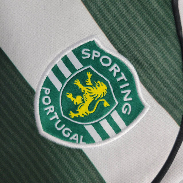 Camisa Retrô Sporting Lisboa I 2001/2003 manga longa - Reebok Masculina - Branca com detalhes em verde