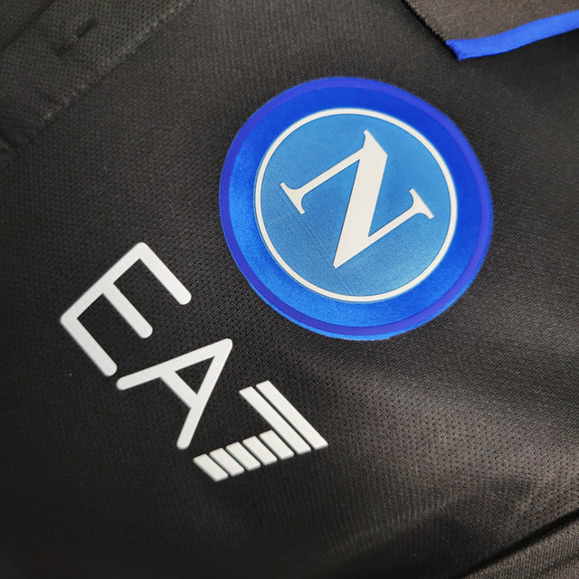 Camisa Napoli Treino 23/24 polo - Jogador EA7 Masculina - Preta