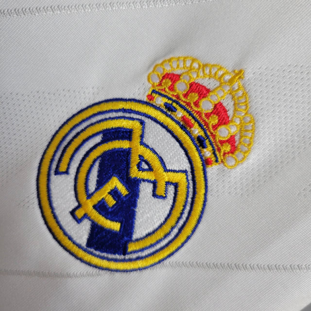Camisa Retrô Real Madrid I 2017/2018 manga longa - Adidas Masculina - Branca com detalhes em azul