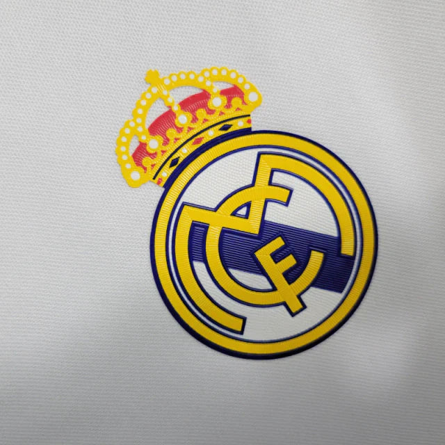 Camisa Retrô Real Madrid I 16/17 manga longa - Masculina Adidas - Branca com detalhes em azul