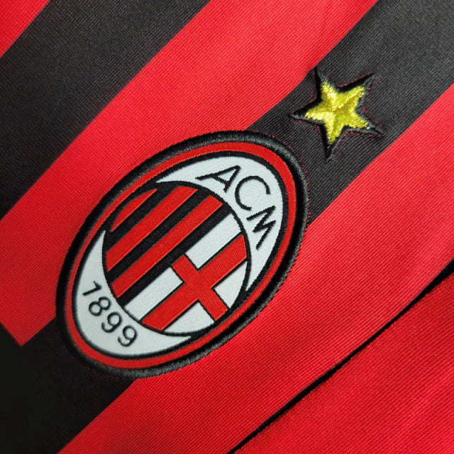 Camisa Retrô AC Milan I 2007/2008 manga longa - Masculina Adidas - Vermelha e preta
