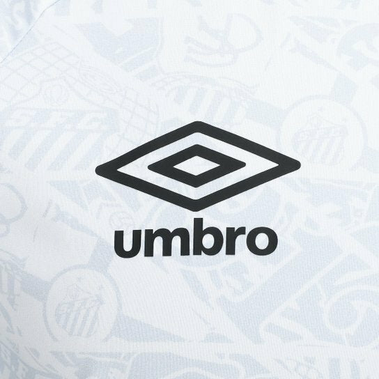 Camisa Santos Pré-jogo 25/26 - Torcedor Umbro Masculina - Branca com detalhes em cinza