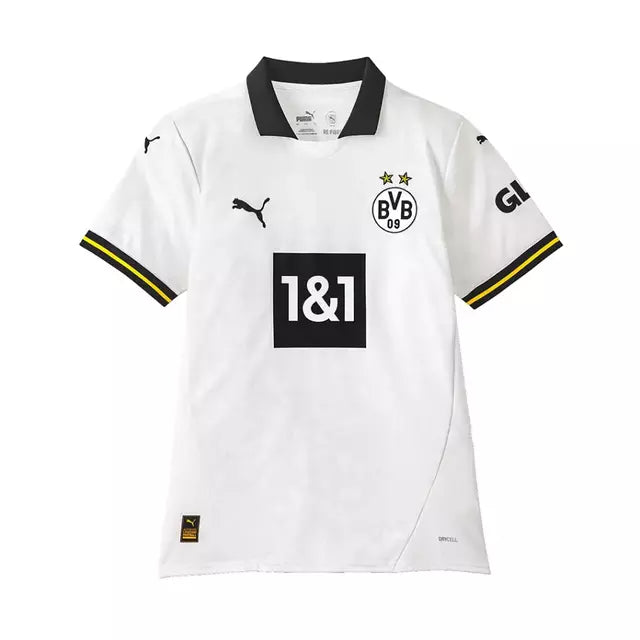 Camisa Borussia Dortmund III 24/25 - Torcedor Puma Feminina - Branca com detalhes em preto e amarelo