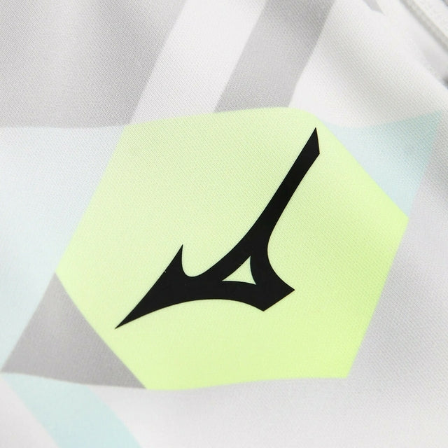 Jaqueta Corta-Vento Lazio Pré -jogo 24/25 - Masculina Mizuno - Branca com detalhes em amarelo e azul