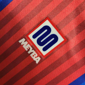 Camisa Retrô Barcelona I 1992 manga longa - Masculina Meyba - Azul e vermelha