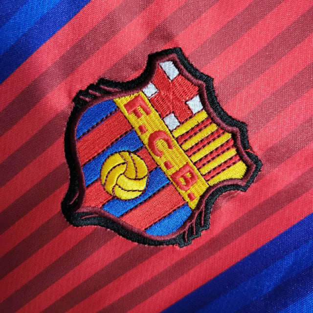 Camisa Retrô Barcelona I 1992 manga longa - Masculina Meyba - Azul e vermelha
