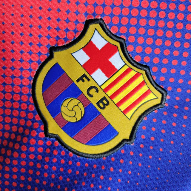 Camisa Retrô Barcelona I 12/13 manga longa - Masculina Nike - Azul com detalhes em vermelho