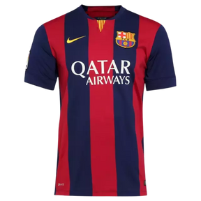 Camisa Retrô Barcelona I 2014/15 - Masculina Nike - Azul e vermelha com detalhes em amarelo