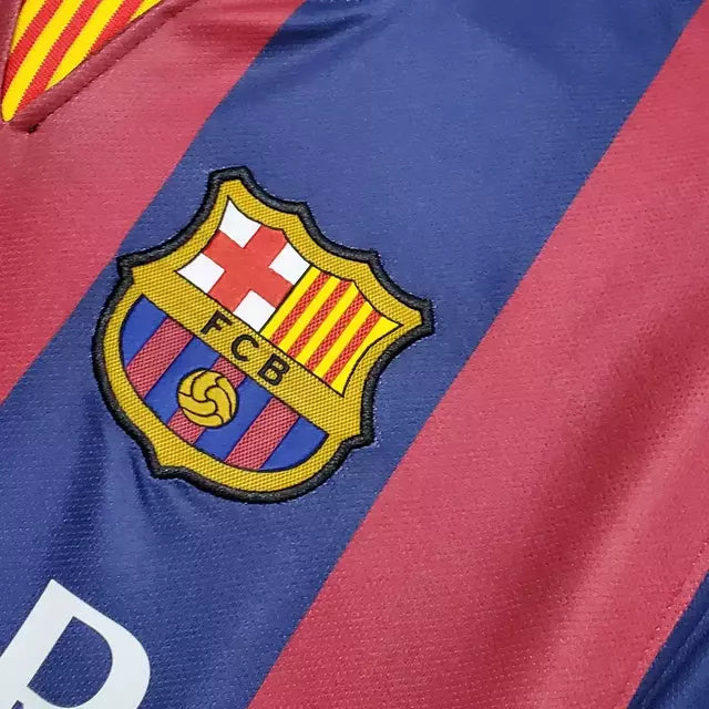 Camisa Retrô Barcelona I 2014/15 - Masculina Nike - Azul e vermelha com detalhes em amarelo