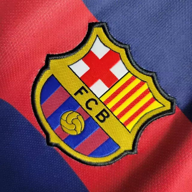 Camisa Retrô Barcelona I 2015/16 - Masculina Nike - Azul com listras em vermelho e detalhes em amarelo