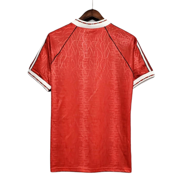 Camisa Retrô Manchester United I 1992 - Adidas Masculina - Vermelha com detalhes em branco