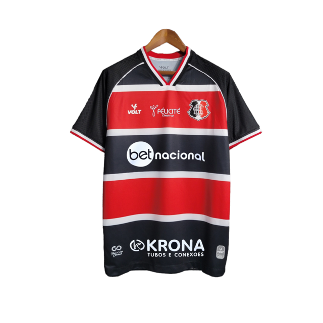 Camisa Santa Cruz l 21/22 Torcedor Masculina - Listrado em Preto Vermelho e Branco