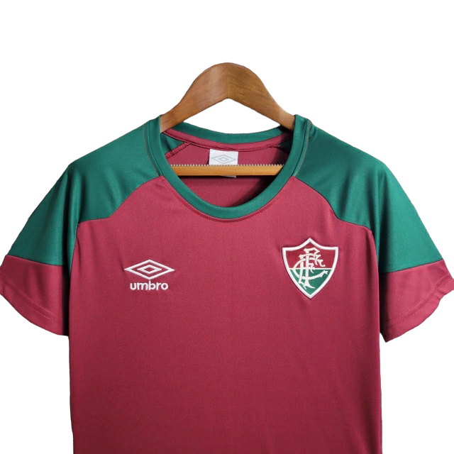 Camisa Fluminense Treino I 23/24 - Torcedor Umbro Feminina - Tricolor com detalhes verde