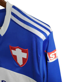 Camisa Retrô Palmeiras III 2019 manga longa - Masculina Adidas - Azul com detalhes em branco