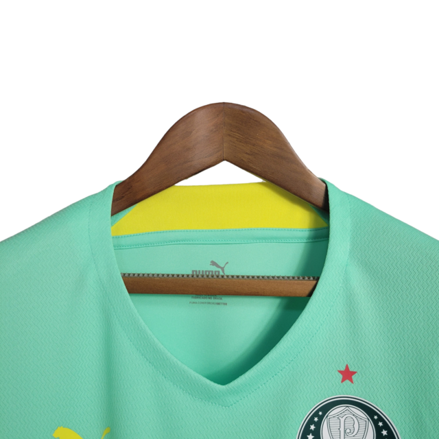 Camisa Palmeiras III 22/23 Feminina Puma - Verde-piscina com detalhes em amarelo