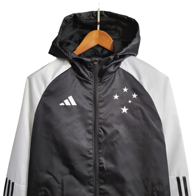 Jaqueta Corta-Vento Cruzeiro 23/24 - Masculina Adidas - Preta e branca