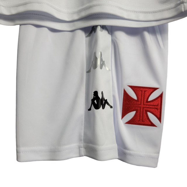 Kit Infantil Vasco da Gama I 22/23 Kappa Torcedor Masculino - Branca com detalhes em preto e vermelho
