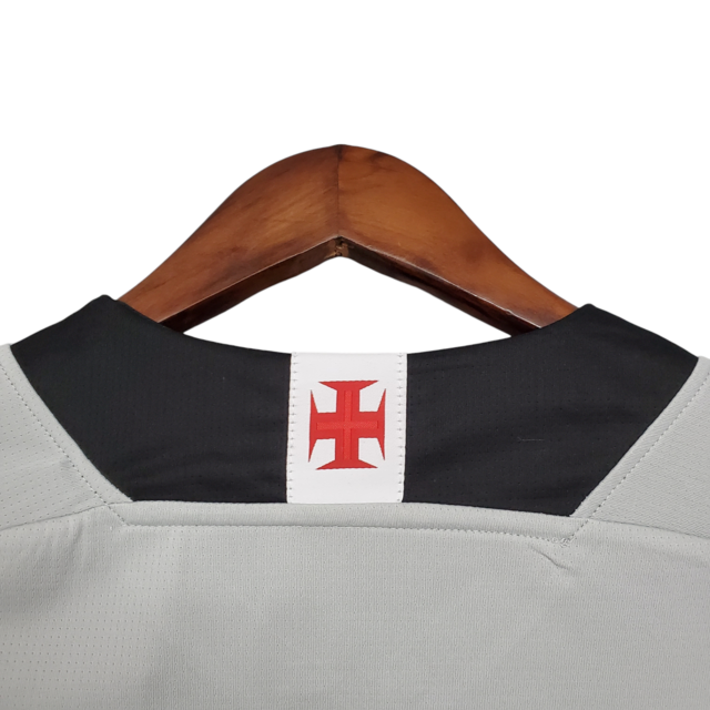 Camisa Vasco da Gama III 21/22 Kappa Torcedor Masculino - Cinza com faixas em preto e branco