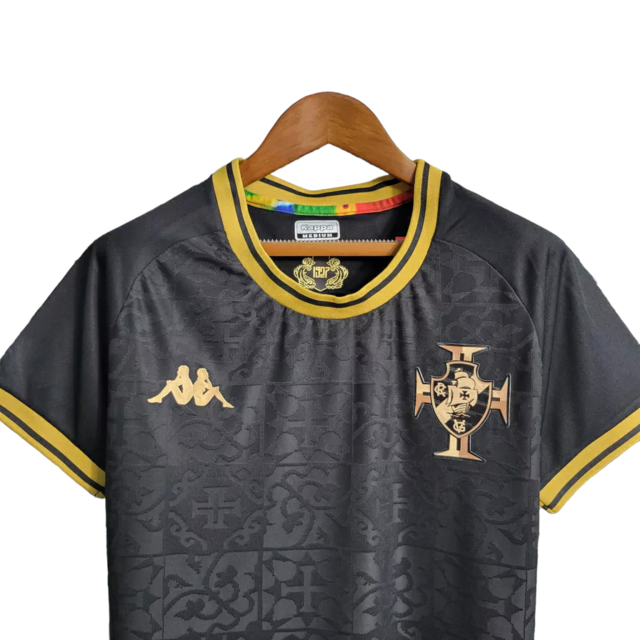 Camisa Vasco da Gama III Edição especial 22/23 - Torcedor Kappa Feminina - Preta com detalhes em dourado