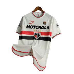 Camisa Retrô São Paulo I 2000 - Masculina Penalty - Branca com símbolo do Paulistão