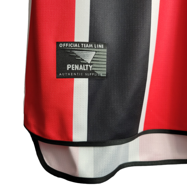 Camisa Retrô São Paulo II 2000 - Masculina Penalty - Tricolor com símbolo da Motorola