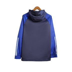 Jaqueta Corta-Vento São Paulo 23/24 Masculina Adidas - Azul escuro com azul claro e detalhes em branco