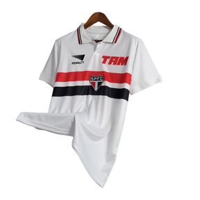 Camisa Retrô São Paulo I 1993/1994 - Masculina Penalty - Branca com detalhes em vermelho e preto