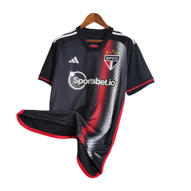 Camisa São Paulo III 23/24 - Torcedor Adidas Masculina - Preta com detalhes em vermelho e branco