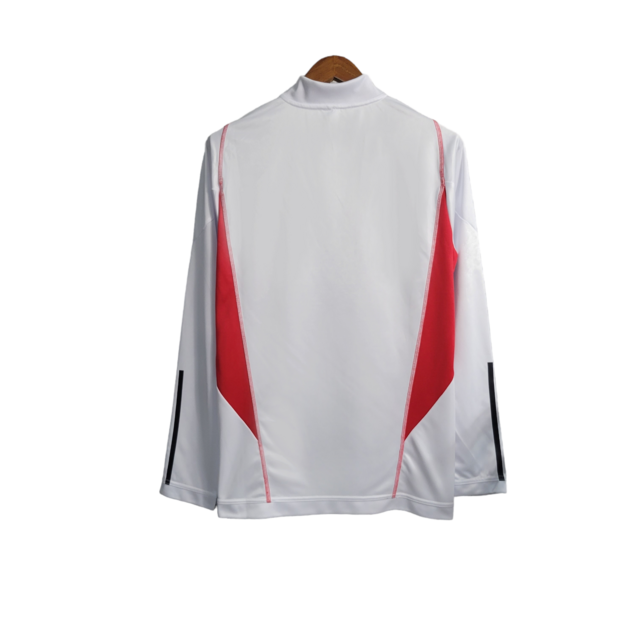 Jaqueta Corta-Vento São Paulo 23/24 Masculina Adidas - Branca com detalhes em preto e vermelho