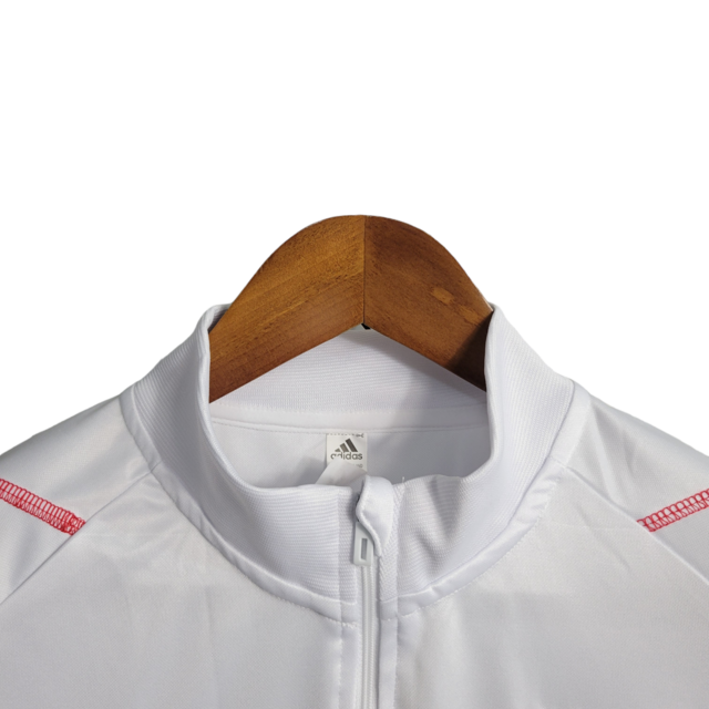 Jaqueta Corta-Vento São Paulo 23/24 Masculina Adidas - Branca com detalhes em preto e vermelho