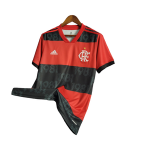 Camisa Flamengo I 21/22 Torcedor Masculina - Vermelha com detalhes em preto e branco