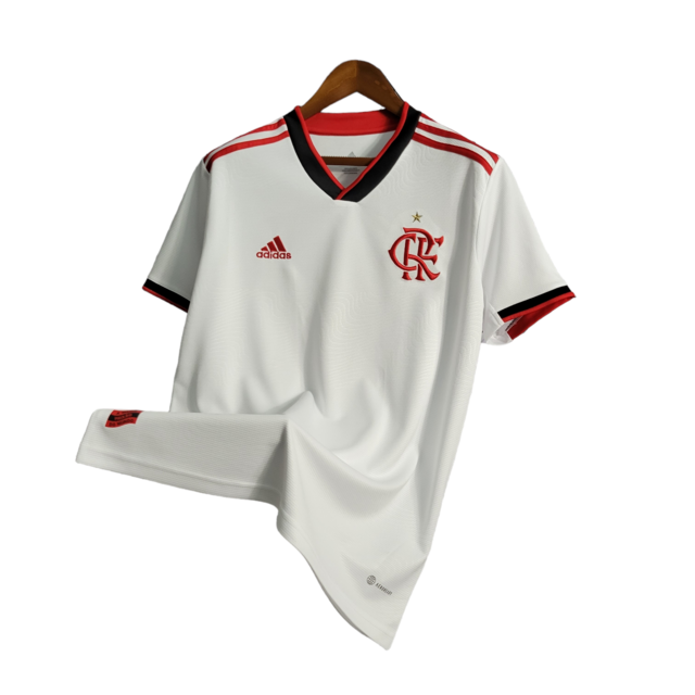 Camisa Flamengo II 22/23 Torcedor Masculina -Branca com detalhes preto e vermelho