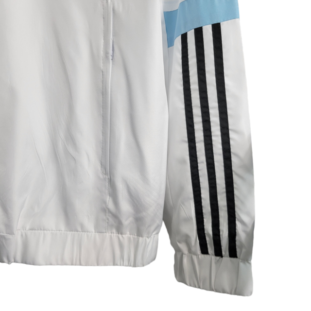 Jaqueta Corta-Vento Flamengo 23/24 Masculina Adidas - Branca com detalhes em preto e azul